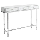 Monarch Specialties - 3297 Table D'Appoint - 48 po L/Blanc Lustre/Metal Chrome-Design moderne fini en blanc lustré