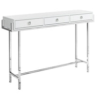 Monarch Specialties - 3297 Table D'Appoint - 48 po L/Blanc Lustre/Metal Chrome-Design moderne fini en blanc lustré