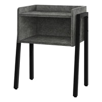 Monarch Specialties - 3584 Table D'Appoint - 23 po H/Fausse Pierre Grise/Metal Noir-Table d'appoint rectangulaire à 2 niveaux dans un fini faux pierre gris avec un dessus de table de style plateau avec des bords surélevés sur les côtés et à l'arrière, des bords avant arrondis et 1 compartiment de rangement
