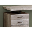 Monarch Specialties - 7410 Bureau 48 po L - Faux Bois Taupe/Metal Noir-Restez organisé grâce aux tiroirs de rangement fermés et au tiroir classeur pratique avec barres de suspension, idéal pour ranger les documents importants et les articles de bureau.