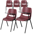 Flash Furniture - Chaise coquille ergonomique bourgogne avec accoudoir-tablette rabattable pour gauchers-Ensemble de 5 chaises multi-usages à accoudoir-tablette