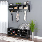 Prepac – Banc à compartiments pour le rangement de chaussures BSS-60220, 60 po, noir-Fini laminé noir profond 