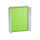 Azar Displays – Panneau perforé vert translucide avec ailes, 16 larg. x 20,25 haut. (po) (700357-GRE)-Comprend une bande porte-affiche en acrylique et deux ailes en plastique transparent de 3 po de largeur sur les côtés