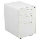 Flash Furniture Classeur ergonomique à verrouillage mobile à 3 tiroir suspendu pour dossiers juridiques et lettres, blanc-Aspect élégant avec poignées encastrées