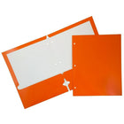 JAM PaperMD – Chemises scolaires à 3 trous et à 2 pochettes, plastifiées et lustrées, orange, 25/paquet-Chemises en papier cartonné orange lustré