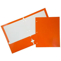 JAM PaperMD – Chemises scolaires à 3 trous et à 2 pochettes, plastifiées et lustrées, orange, 25/paquet-Chemises en papier cartonné orange lustré