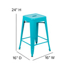 Flash Furniture Tabouret De Bar 24" - Empilable-Sarcelle - Paquet De 4 (4ET3132024TLR)-Convient aux îlots de cuisine et aux restaurants