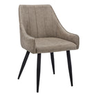 Monarch Specialties - 1188 Chaise - Tissu Taupe/Metal Noir - Paquet de 2-Ensemble de 2 chaises de salle à manger rembourré en similicuir vieilli taupe avec capitonnage vertical