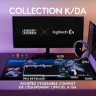 Casque de jeu sans fil G733 K/DA LIGHTSPEED - Equipement Officiel de League of Legends-Casque personnalisable : éclairage de la partie avant, 2 zones d’éclairage LIGHTSYNC RVB. Choisissez parmi des animations prédéfinies avec le logiciel G HUB