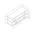 Monarch Specialties - 2608 Meuble Tv - 48 po L/Gris Et 2 Tiroirs De Rangement-Panneau de particules, stratifié, plastique, gris