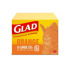  Glad - Très grands sacs à ordures orange - 135L - Paquet de 20-SACS À ORDURES ORANGE: Boîte de 20 très grands sacs à ordures de Glad d’une capacité de 135 L.