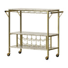 South Shore - Maliza - Chariot Bar - Faux marbre carrara et Doré-Rangement adapté : demeurez bien organisé tout au long de la soirée grâce au porte-bouteille et au porte-verre de ce chariot-bar, qui peuvent accueillir jusqu’à 12 bouteilles de vin et 18 coupes.