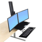 Ergotron - Poste de travail assis/debout deux écrans WorkFit-S, surface de travail, grand plateau, blanc brillant (33-349-211)-Convient aux normes de montage VESA FDMI, MIS-D, 75/100, C