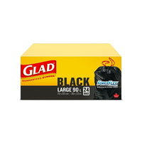 Glad - Grands sacs à ordures noirs ForceFlex de Glad d’une capacité de - 90 L - Paquet de 24-
SACS À ORDURES NOIRS: Boîte de 24 grands sacs à ordures de Glad d’une capacité de 90 L.