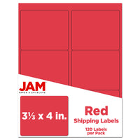 JAM Paper - Étiquettes d'adresse d'expédition - Grandes - 3 1/3 po x 4 po - rouges - Paquet de 120-Emballage anglais seulement