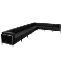 Flash Furniture – Ensemble modulaire 4 avec 8 fauteuils de centre Hercules Imagination, noir-Revêtement en cuir souple noir