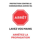 Mark Maker Français Vinyle adhésif repositionnable - Protection Contre Coronavirus (Covid-19) Arretez Lavez Vos Mains-Autocollant autocollant français face adhésive
