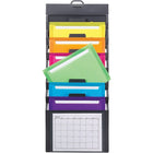 Organiseur mural en cascade Smead, gris avec poches lumineuses-6 pochettes de classement amovibles en poly