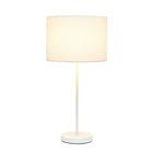 Lampe Simple Stick blanche avec abat-jour en tissu, blanc-Ampoule à culot moyen de type A 19 de 60 watts vendue séparément