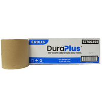 DuraPlus - Essuie-tout - Kraft - 800' - Paquet de 6-Essuie-mains en papier rigide