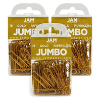 JAM Paper – Trombones géants, or, 3 paquets de 75, total de 225 (21832060b)-Métal doré