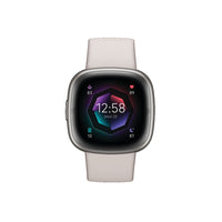 Google - Fitbit Sense 2 montre intelligent – Blanc lunaire/Aluminium platine-Design mince : Sense 2 est conçu pour se sentir naturel sur votre poignet et compléter les styles à la fois décontractés et élégants. Il est élégant et mince avec de toutes nouvelles attaches de bande surélevées qui le rendent plus confortable à porter toute la journée