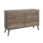 Prepac – Commode à 6 tiroirs Milo, style moderne milieu du siècle, gris délavé (DDBR-1406-1)-Pattes en bois massif de 8 po de forme effilée