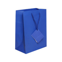 Jam Paper - Sacs cadeaux - Moyens - 8 po x 10 po x 4 po - Bleu mat - Paquet de 100-Couleur : sacs cadeaux en papier mat bleu.
