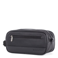 Bugatti, TAC2050BU-Black - Gin & Twill - Trousse de toilette avec fermeture éclair sur le dessus - Noir-Cuir végane noir