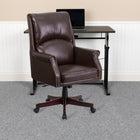 Flash Furniture – Fauteuil direction pivotant à dossier haut et à soutien lombaire, cuir brun (BT9025H2BN)-Mousse ignifuge CA117