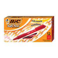 BIC - Soft Feel Stylos-Bille Rétractables – 1,0 mm – Rouge – paquet de 12-Avec la technologie d'encre Easy-Glide - jusqu'à 35 % plus doux en comparaison avec les systèmes d'encre de stylo à bille courants de BIC