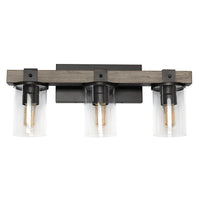 Elegant Designs 40 watts type A19 ampoule à culot moyen lanterne industrielle aspect bois restauré vanité de bain 3 lumières-Vanité Lumière