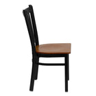 Flash Furniture - Chaise de restaurant de la série HERCULES en métal noir à dossier vertical - siège en bois de cerisier-Siège en bois fini cerisier