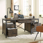 Sauder 66"W La Collection Steel River Bureau - Finition Carbon Oak-  Système de gestion des cordons avec deux œillets de bureau pour garder votre bureau organisé