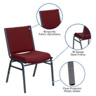 Flash Furniture – Chaise empilable robuste bourgogne à motifs à revêtement Hercules rembourrée de 3 po, 4/pqt-Rembourrage en tissu bourgogne à motifs
