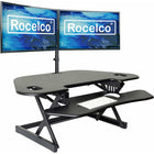 Rocelco - Rehausseur de bureau d'angle réglable assis/debout de 46 po avec support pour double écran - Noir-S'élève à 18" au-dessus de la surface du bureau et s'abaisse à 5"