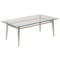 Avenue Six – Table basse Brooklyn -Surface en verre, pattes en nickel brossé