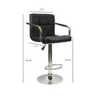 Nicer Furniture - tabouret de bar hydraulique pivotant Hexagrid avec bras - noir - 2 pièces-La base est en acier chromé durable. Un repose-pieds de style barre offre un confort maximal avec un design chic
