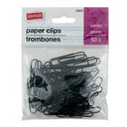 Staples - Trombones géants recouverts de vinyle, noir, paquet de 50-Le vinyle les fait glisser facilement sur le papier