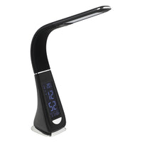 Eglo - Cognoli Lampe de Bureau DEL avec Interrupteur Tactile, Fini Noir Et Chrome, Inclus Horloge Digital (20 po)-Lampe de Bureau