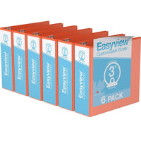 Davis Group Super offre Easyview, Reliure View à anneaux ronds 3 po, personnalisable, paquet de 6 - Orange-3 Reliure À Anneaux