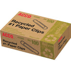 Acco® - Trombones n° 1 recyclés, lisses, paq./100-100 % recyclés, contenu recyclé postconsommation de 50 %  