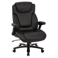 Pro-Line – Fauteuil de direction de luxe surdimensionné, noir-Cuir noir reconstitué