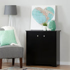 South Shore – Petite armoire de rangement à 2 portes, collection Vito, noir (10329)-Poignées métalliques au fini nickel mat