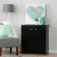 South Shore – Petite armoire de rangement à 2 portes, collection Vito, noir (10329)-Poignées métalliques au fini nickel mat