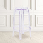 Tabouret de comptoir transparent de 25,75 po de haut (FH-118-APC1-GG)-Conception sans dossier
