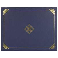 St. James - Porte-certificats/porte-documents - feuille d'or - finition lin - bleu marine - paquet de 5-Ajoutez une touche d'élégance, de cérémonie et de sincérité à l'attribution de reconnaissance