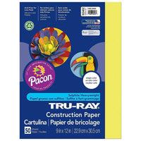 Pacon- Papier de construction Tru-Ray qui ne décolore pas, 9 x 12 po, jaune citron éclatant, 300/ensemble (PAC103402)-Papier de construction jaune citron éclatant