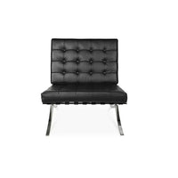 Plata Import - Chaise Cross Barcelona, cuir noir à l’avant, noir (LS-5010-B)-Chaise longue