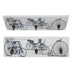 Cathay Importers – Art mural avec 3 crochets, thématique de bicyclette d’époque-Fini blanc lisse avec un thème sur les bicyclettes d’époque.